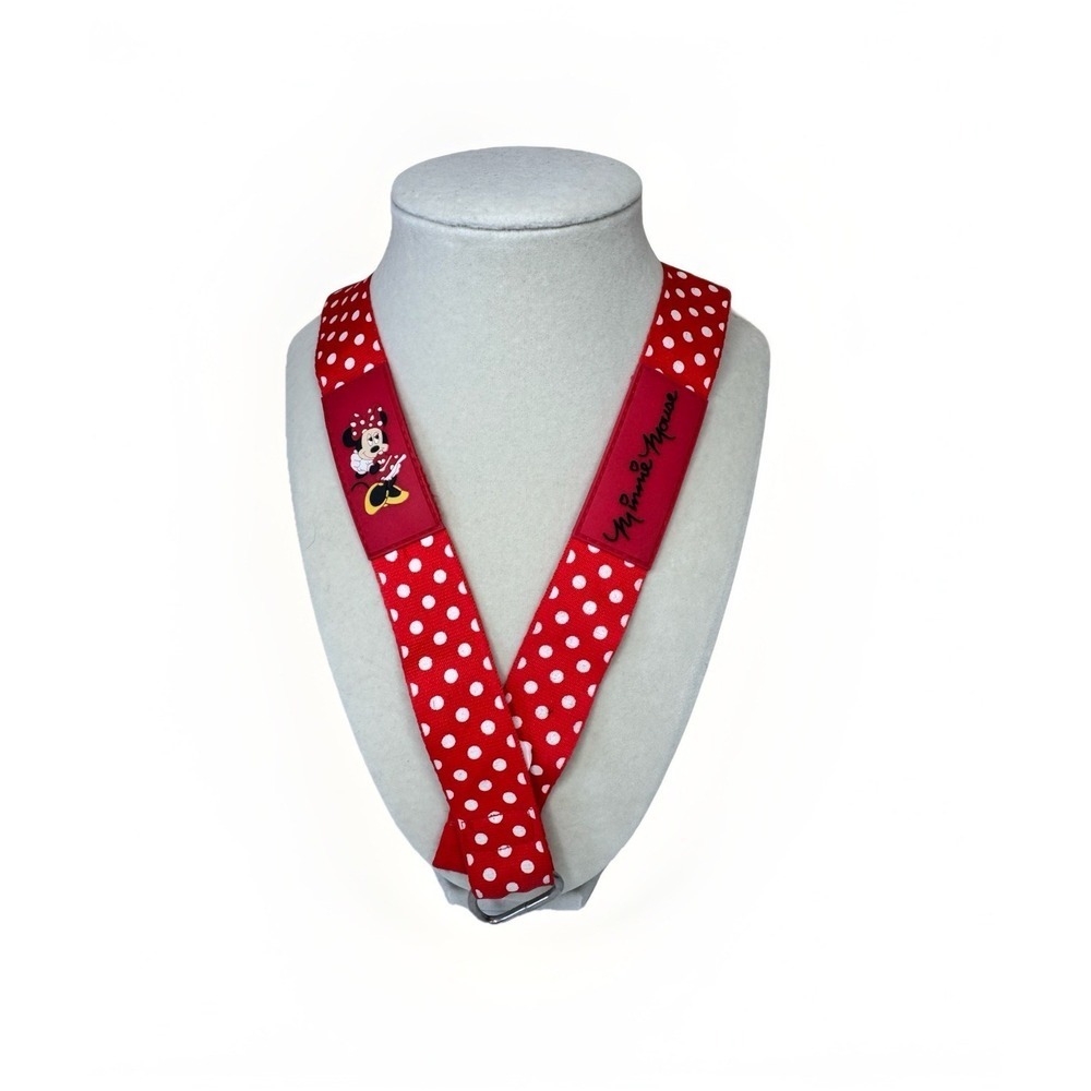 Disney World Minnie Mouse Lanyard Red & White Polkadot Pin Collecting - Picture 1 of 6
